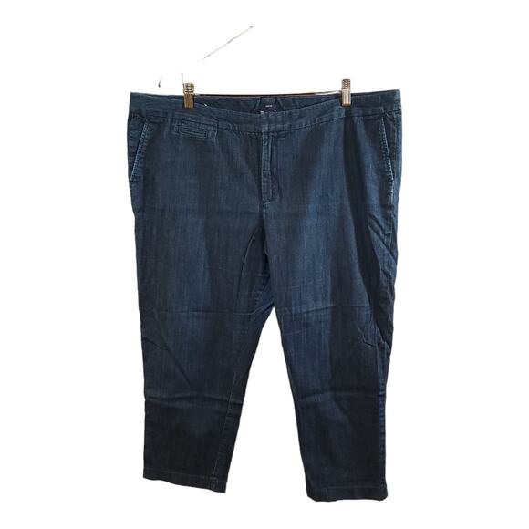 Gap Dark Wash Cropped Mid-rise Tapered Leg Jeans Minimalist Classic Women's 20 - Picture 1 of 5